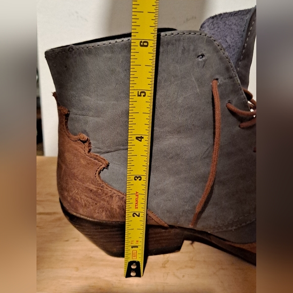 Vintage Spiegel Blue Leather Lace Up Pointed Toe Western Ankle Boot Womens 7.5 - Picture 9 of 10